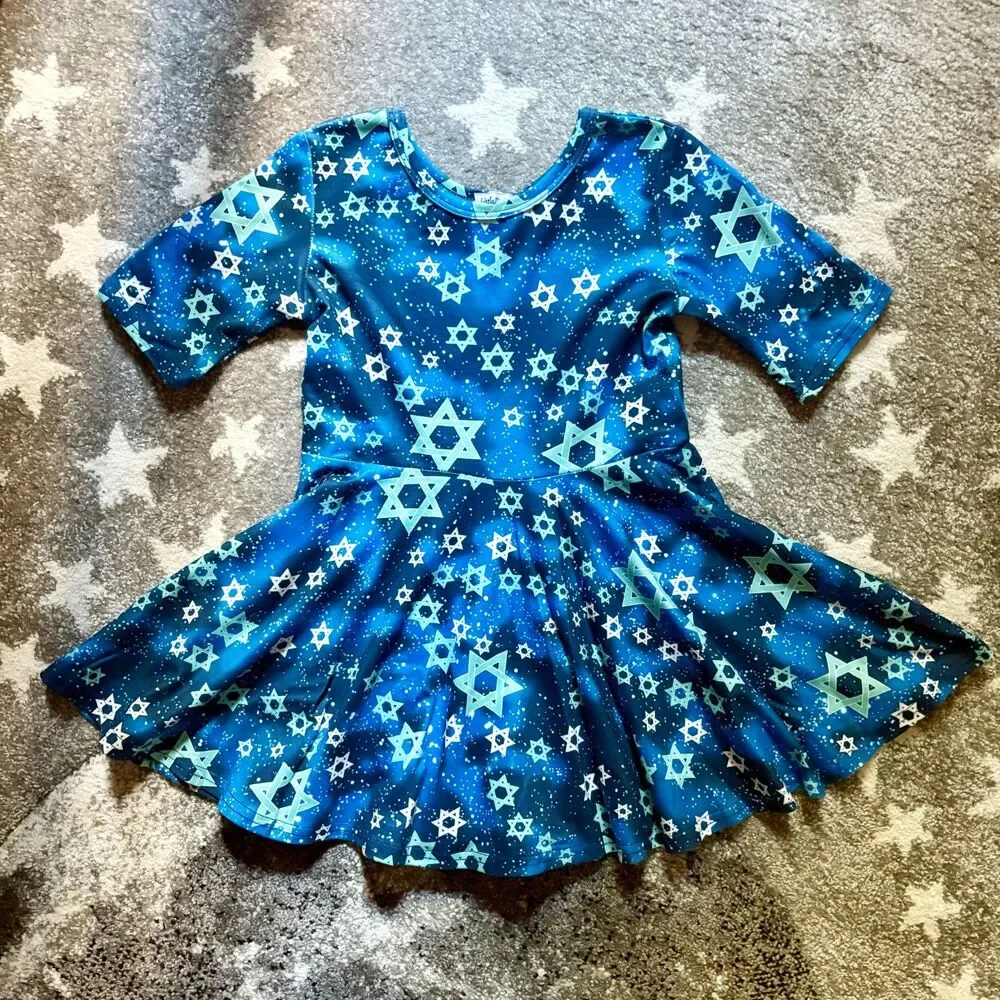 Handmade Twirly Star of David Skater Dress for Jewish Holidays